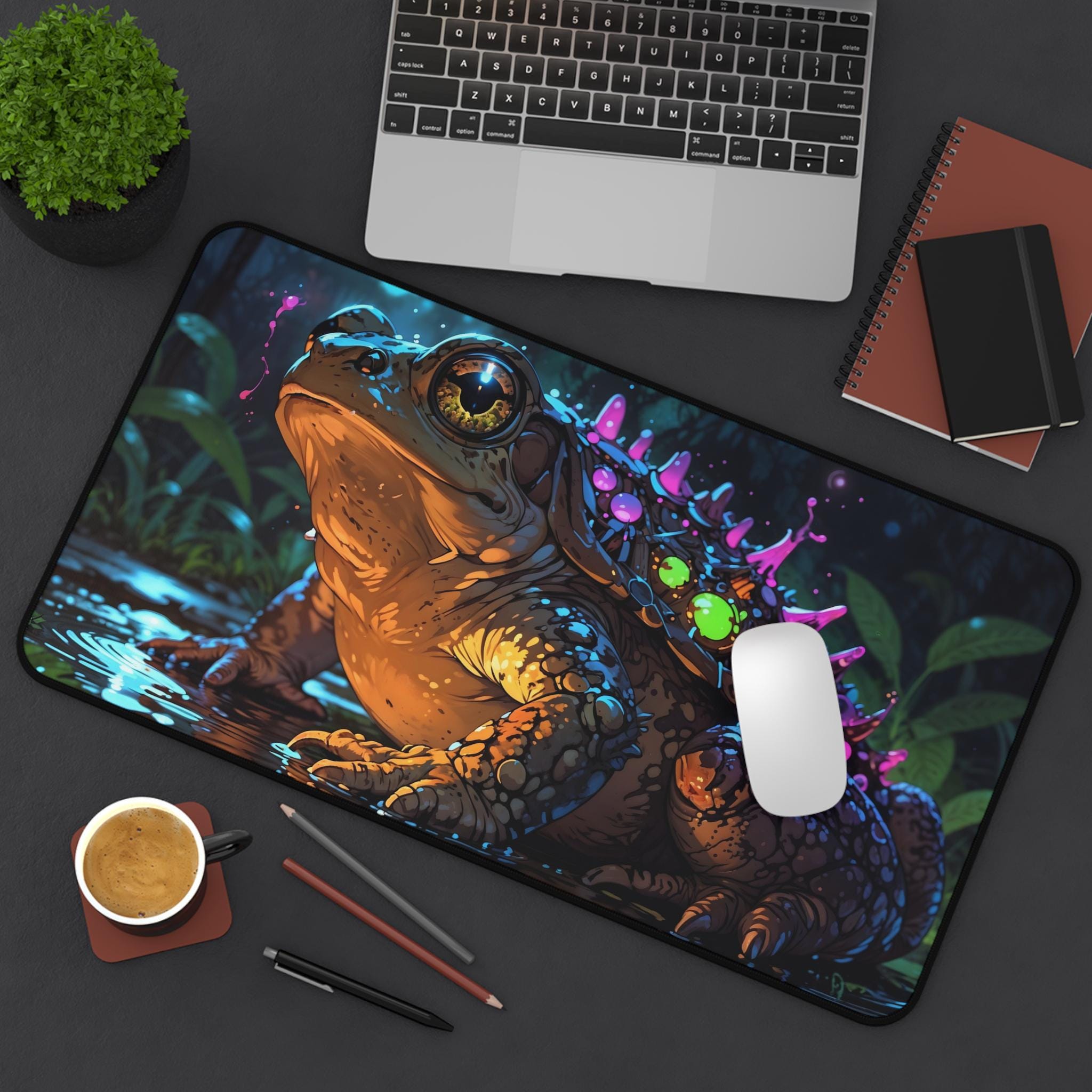Desk Setup Workspace - Alas Meja Katak Surgawi Lucu -