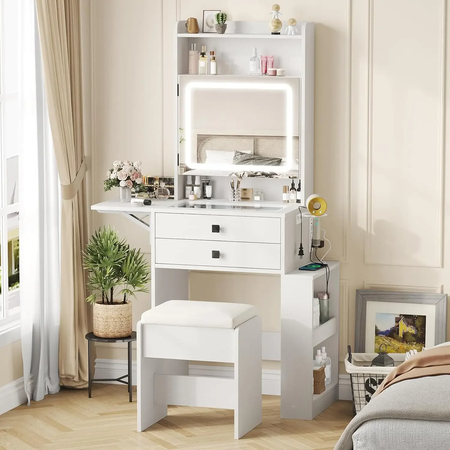 Desk Setup Small - Meja Rias Kecil dengan Tiga Cermin