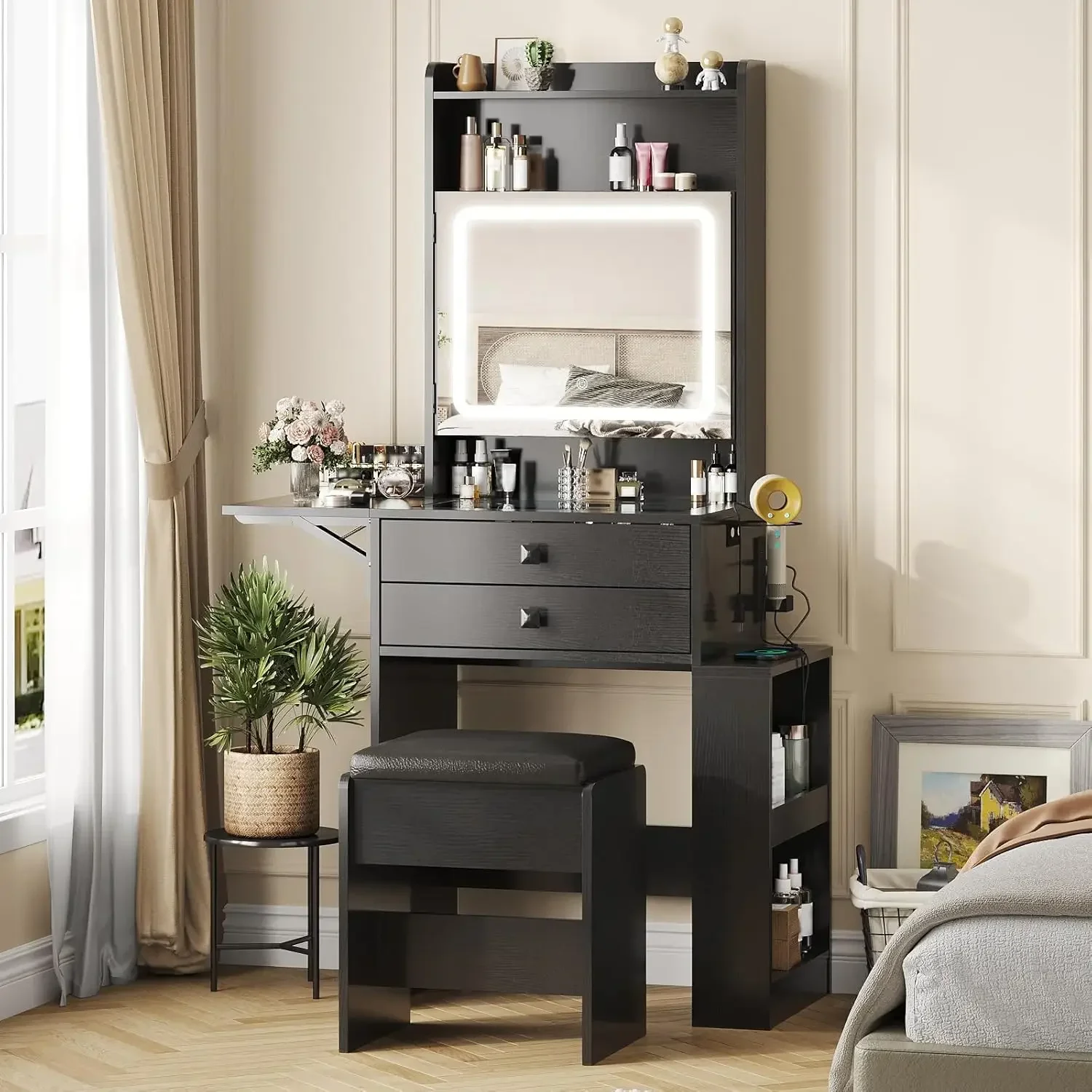 Desk Setup Small - Meja Rias Kecil, 3 Cermin Berlampu