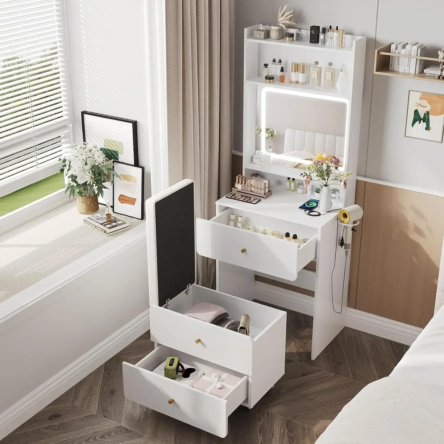 Desk Setup Small - Meja Rias Vabches dengan Cermin dan