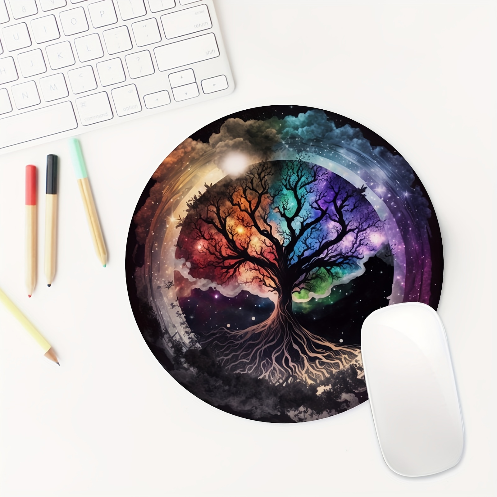 Desk Setup Small - Alas Mouse Bulat Pohon Kehidupan Alas