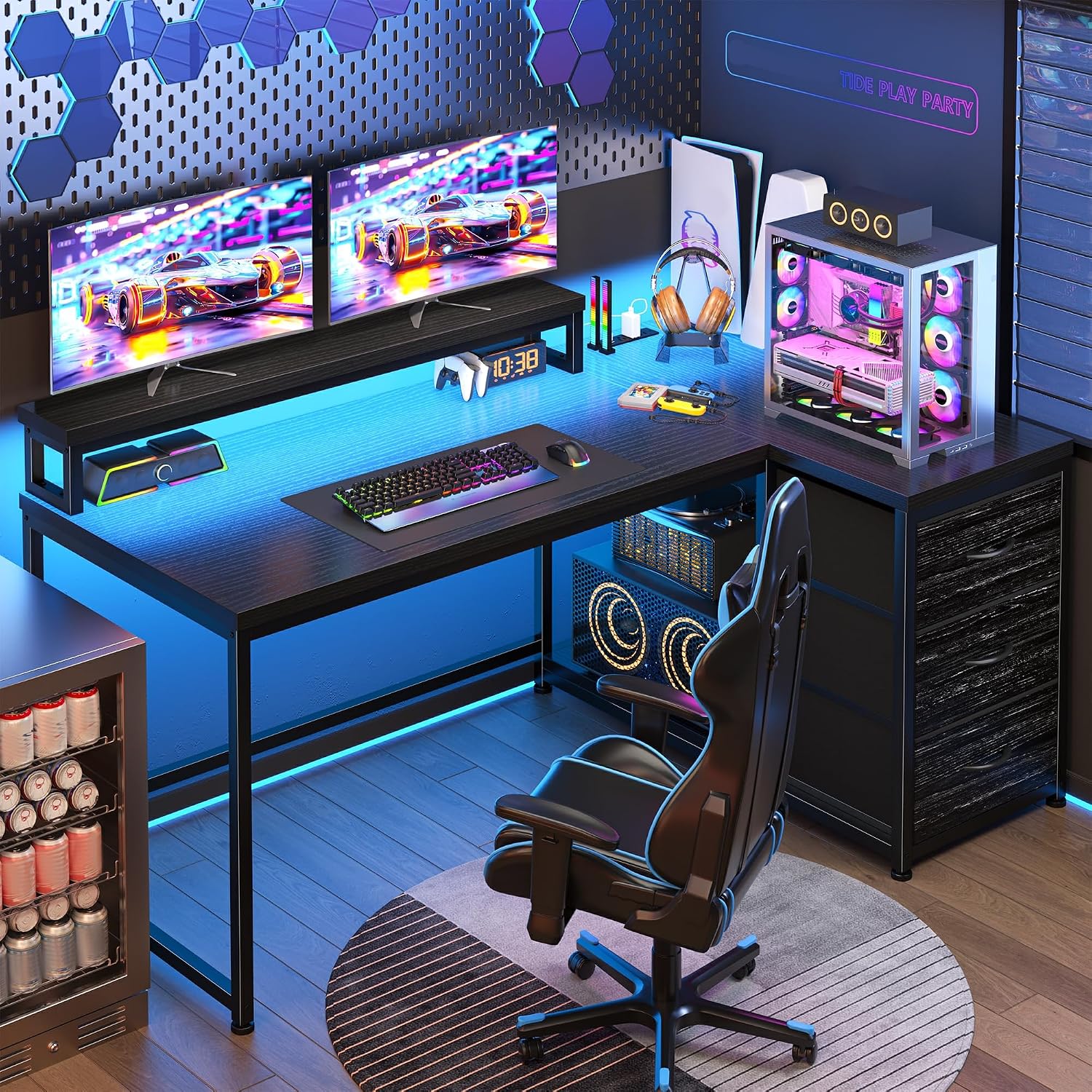 Desk Setup Gaming Pc - Meja Gaming dengan 3 Laci &