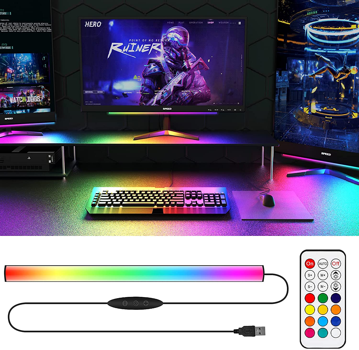 Desk Setup Gaming Pc - Lampu LED dekorasi ruang Game, lampu