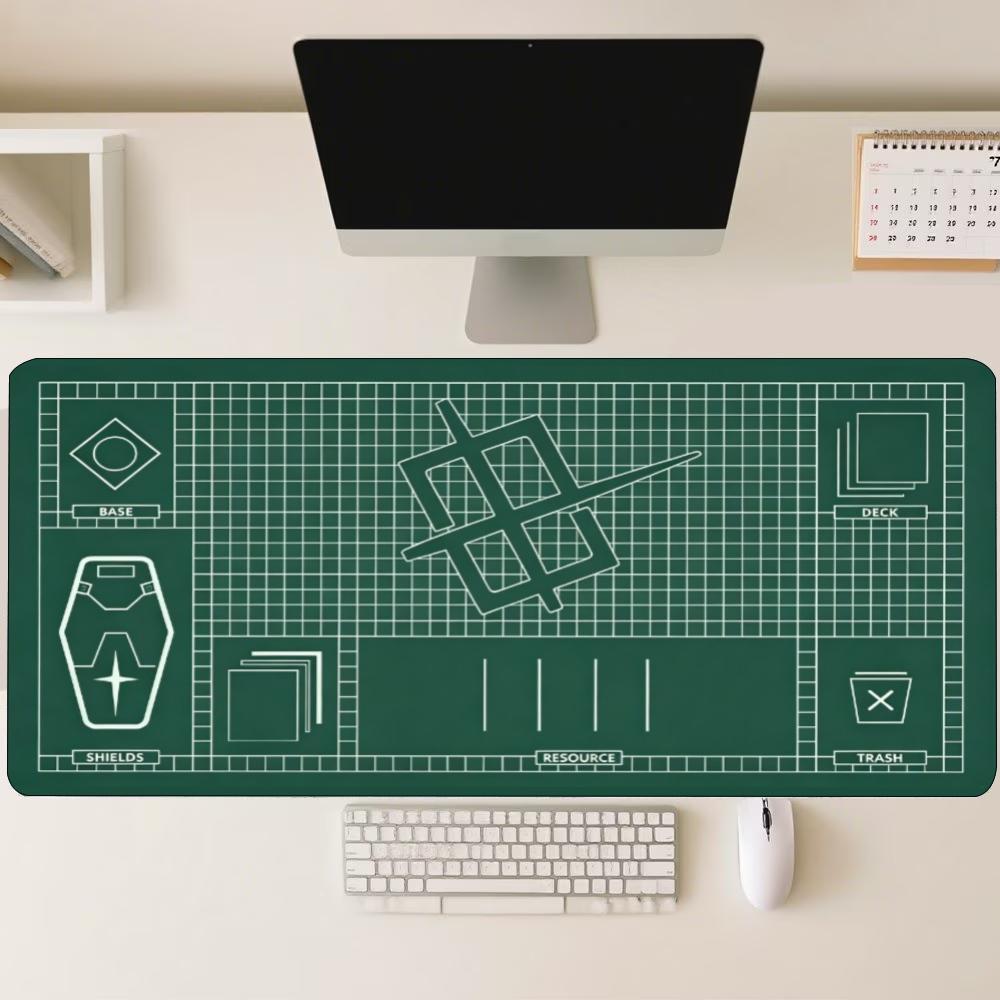 Desk Setup Workspace - Alas Mouse Besar Berpola Grid, Alas