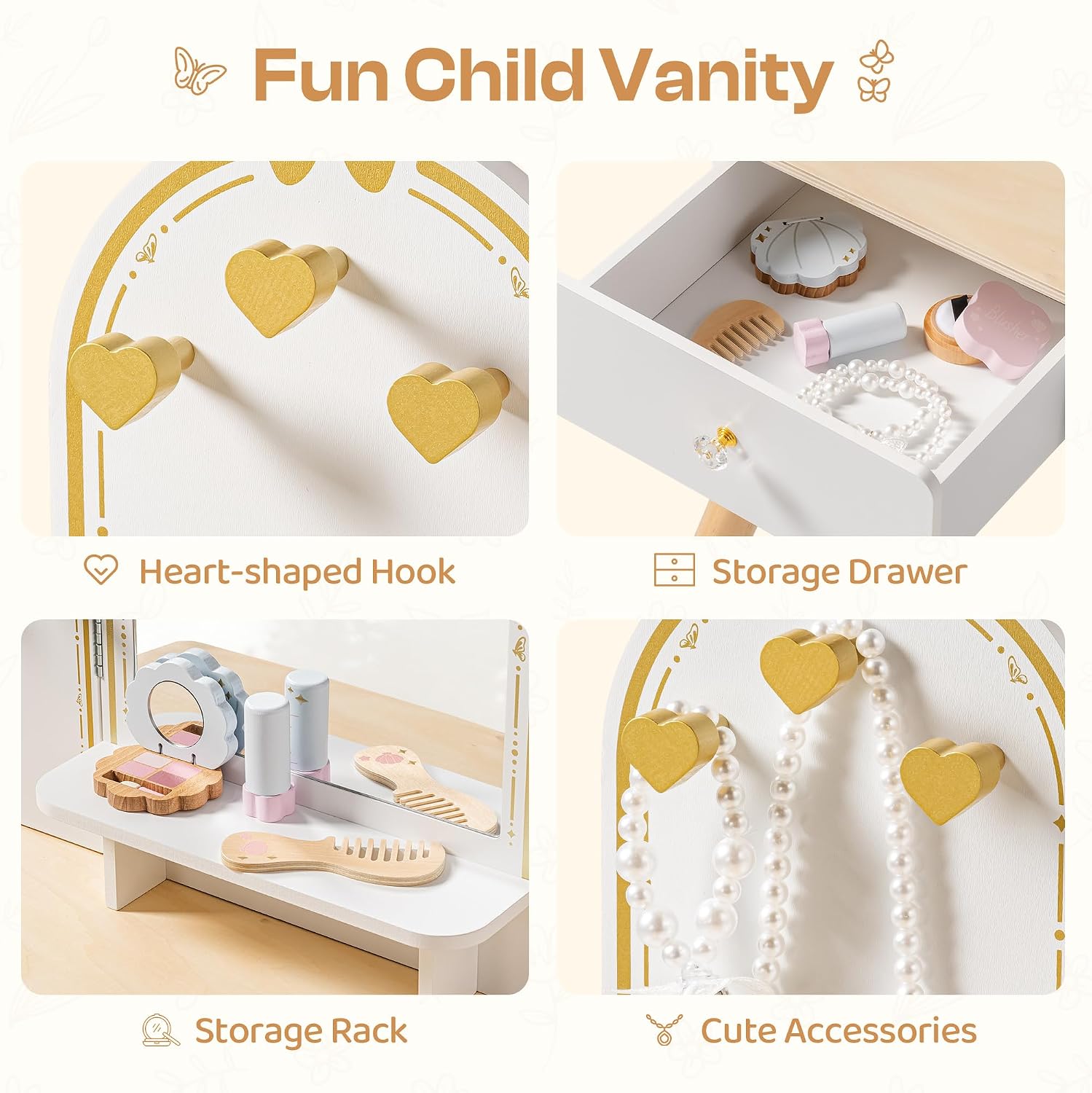 Set Meja Rias Anak ROBOTIME Pu - Desk Setup Small ulasan dan harga