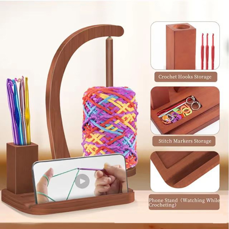 Penyangga Benang Kayu Putar, D - Desk Setup Organization ulasan dan harga