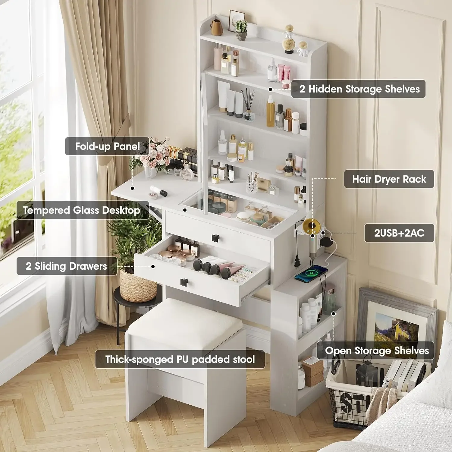 Meja Rias Kecil dengan Tiga Ce - Desk Setup Small ulasan dan harga