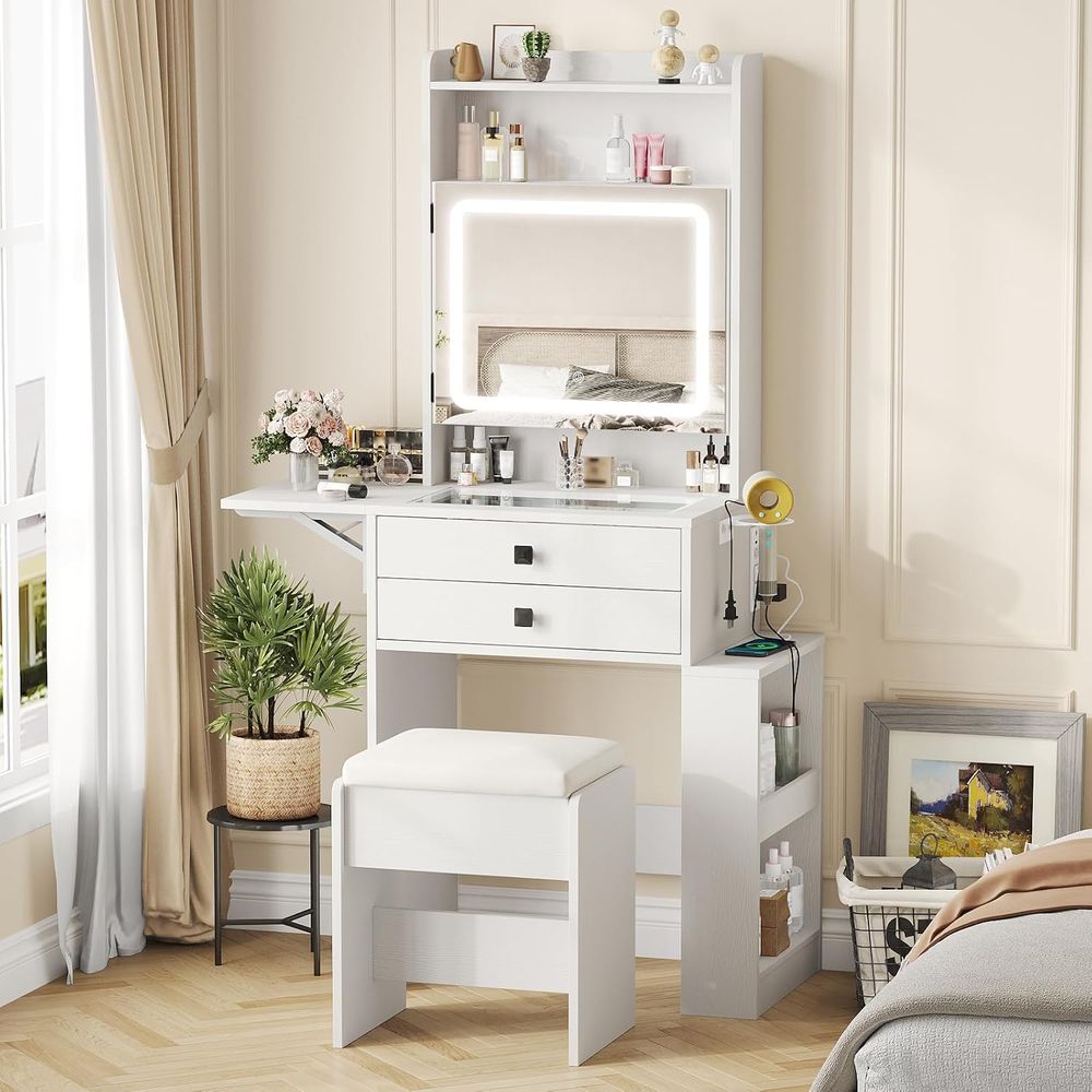 Meja Rias Kecil Vabches dengan - Desk Setup Small ulasan dan harga
