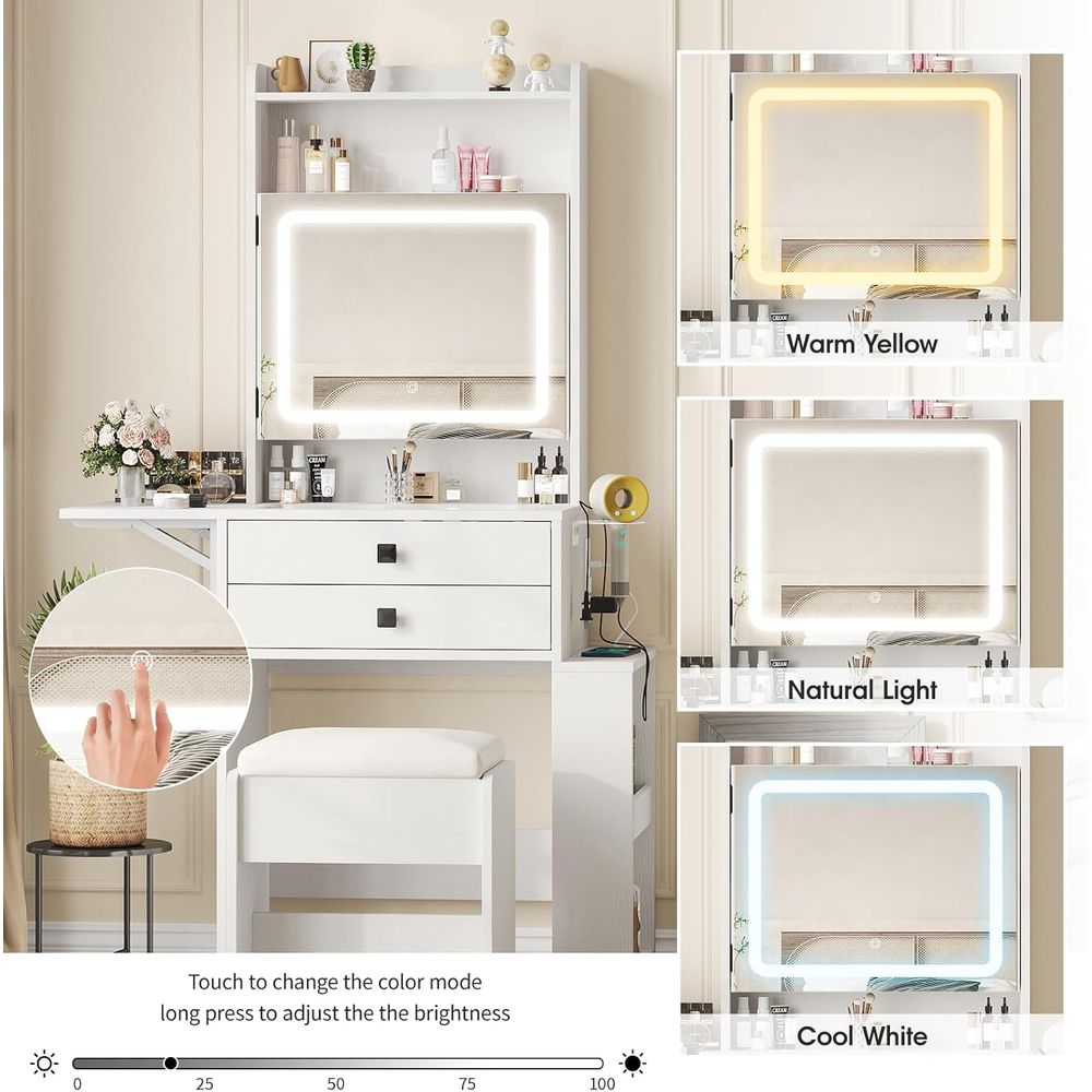 Meja Rias Kecil Vabches dengan - Desk Setup Small ulasan dan harga