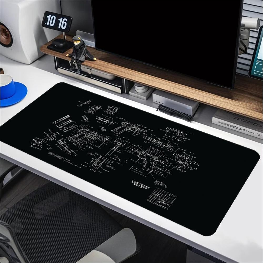 Alas Mouse Besar Motif Sketsa  - Desk Setup Workspace ulasan dan harga