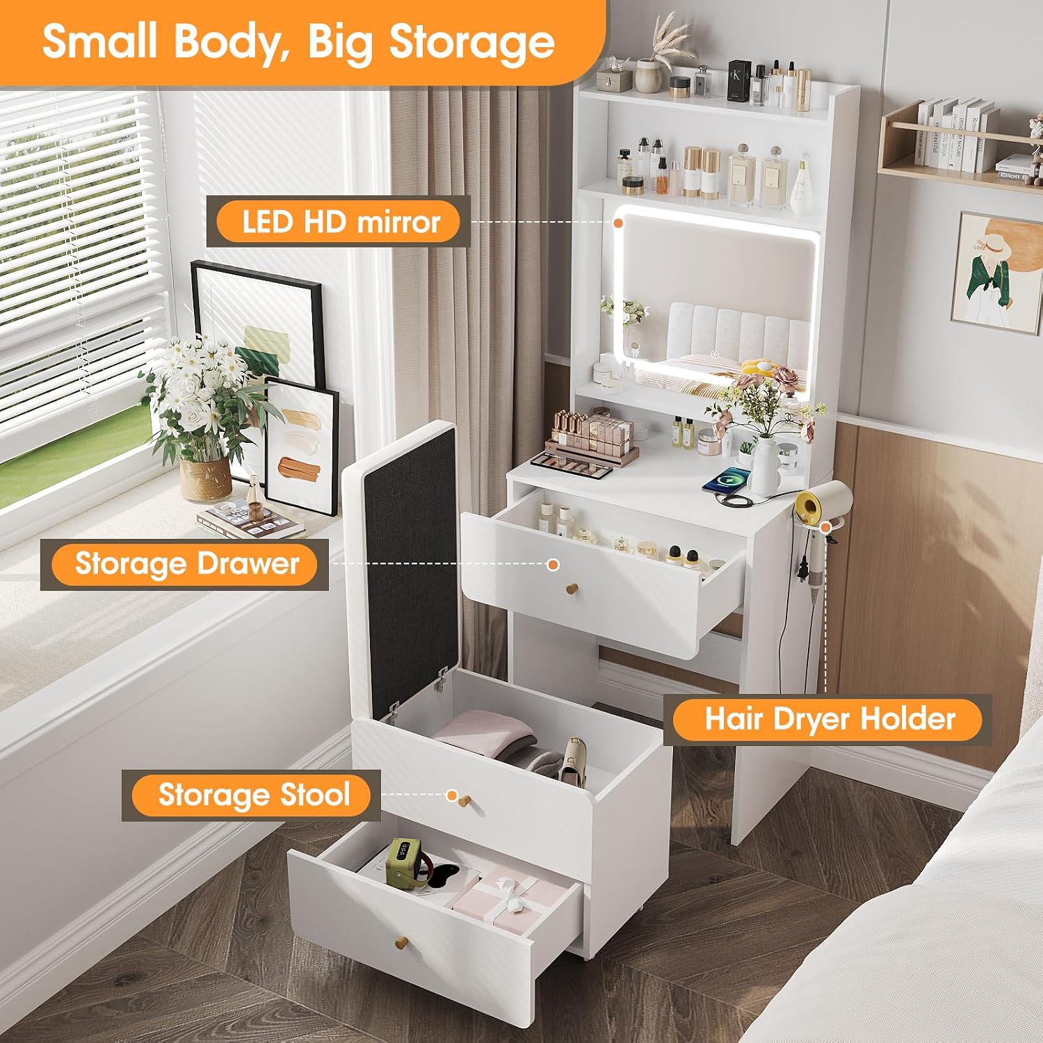Meja Rias dengan Cermin dan La - Desk Setup Small ulasan dan harga