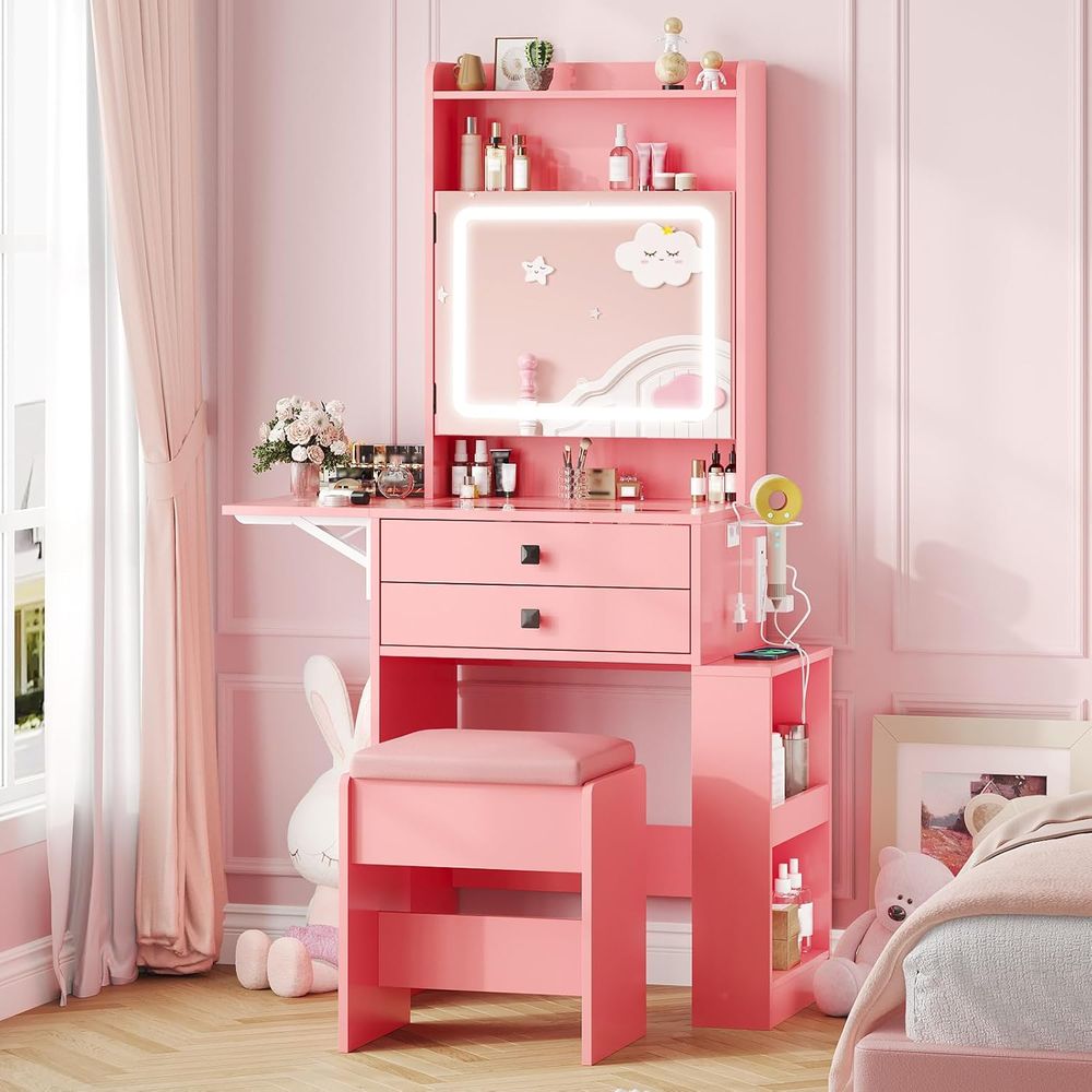 Meja Rias Kecil Vabches dengan - Desk Setup Small ulasan dan harga