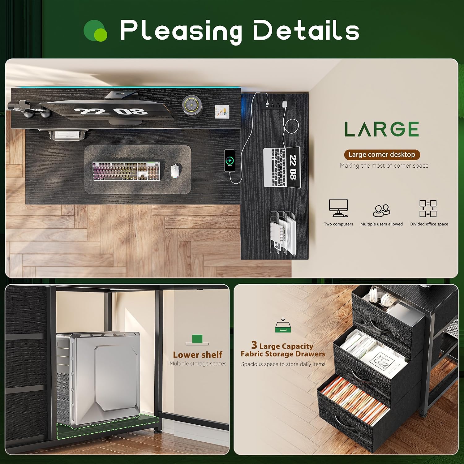 Meja Gaming dengan 3 Laci & La - Desk Setup Gaming Pc ulasan dan harga