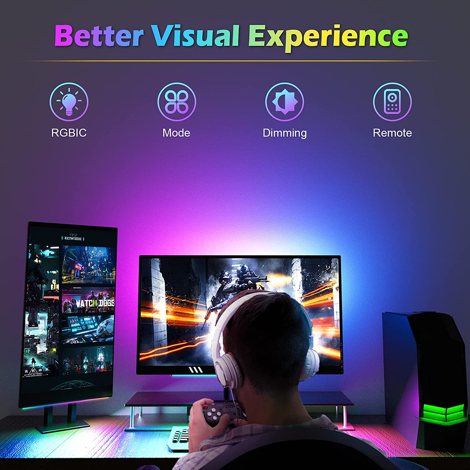 Lampu LED dekorasi ruang Game, - Desk Setup Gaming Pc ulasan dan harga